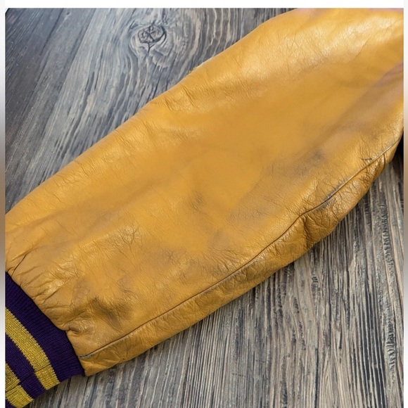 2002 Holloway Letterman Jacket Womens Lg Purple Mustard Eagles Speech Band Cheer - Picture 7 of 8
